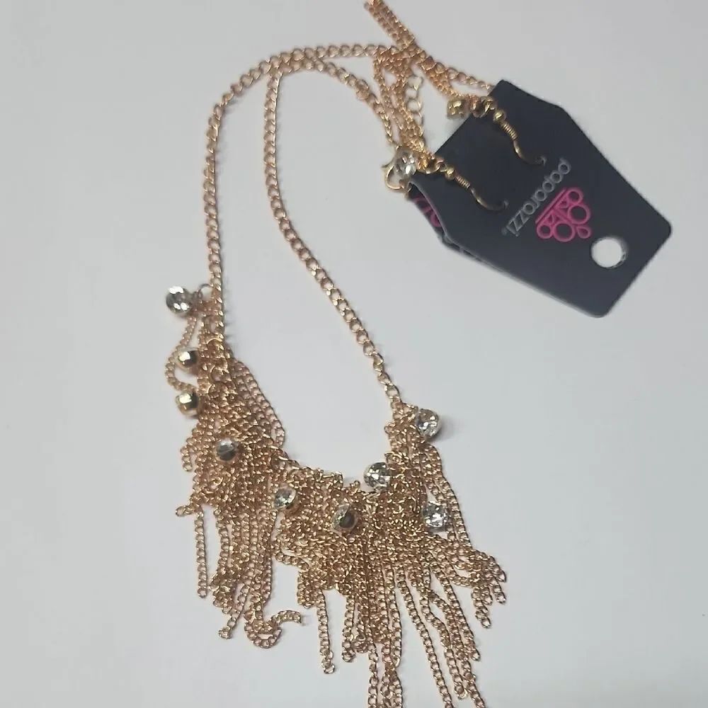 Paparazzi Gold Necklace with Rhinestones